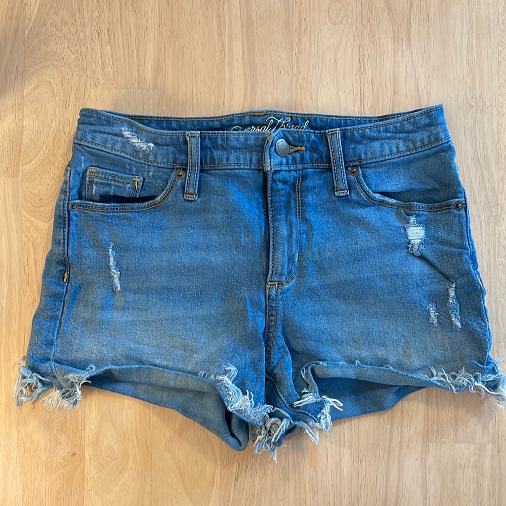 High Rise Shortie Jean Shorts, Size 0